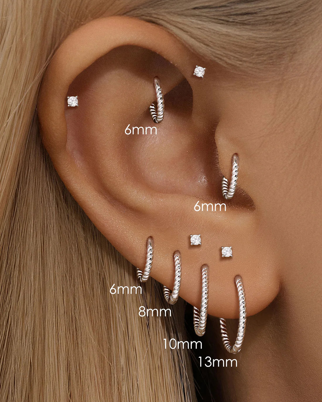 925 Sterling Silver Twist  Hoop Earrings