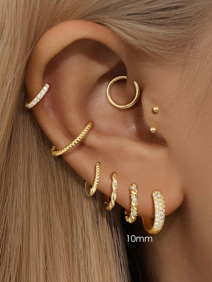 S925 Luxury Wide Zircon Hoop Earrings