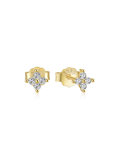 925 Chic Waterproof Flower Zircon Sterling Silver Stud Earrings