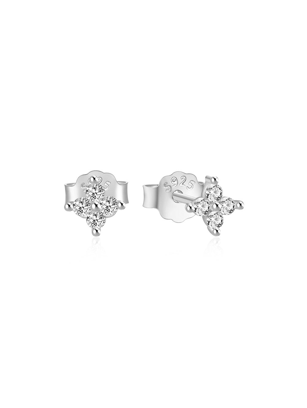 925 Chic Waterproof Flower Zircon Sterling Silver Stud Earrings