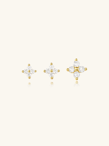 925 Chic Waterproof Flower Zircon Sterling Silver Stud Earrings