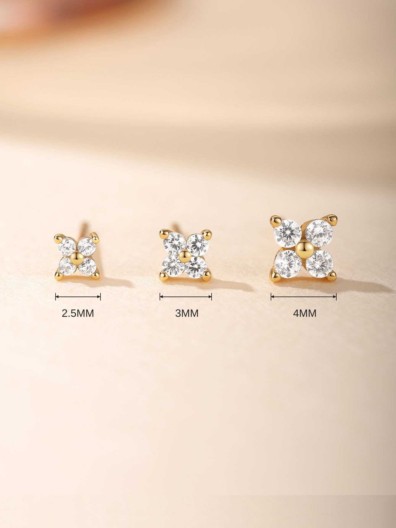 925 Chic Waterproof Flower Zircon Sterling Silver Stud Earrings