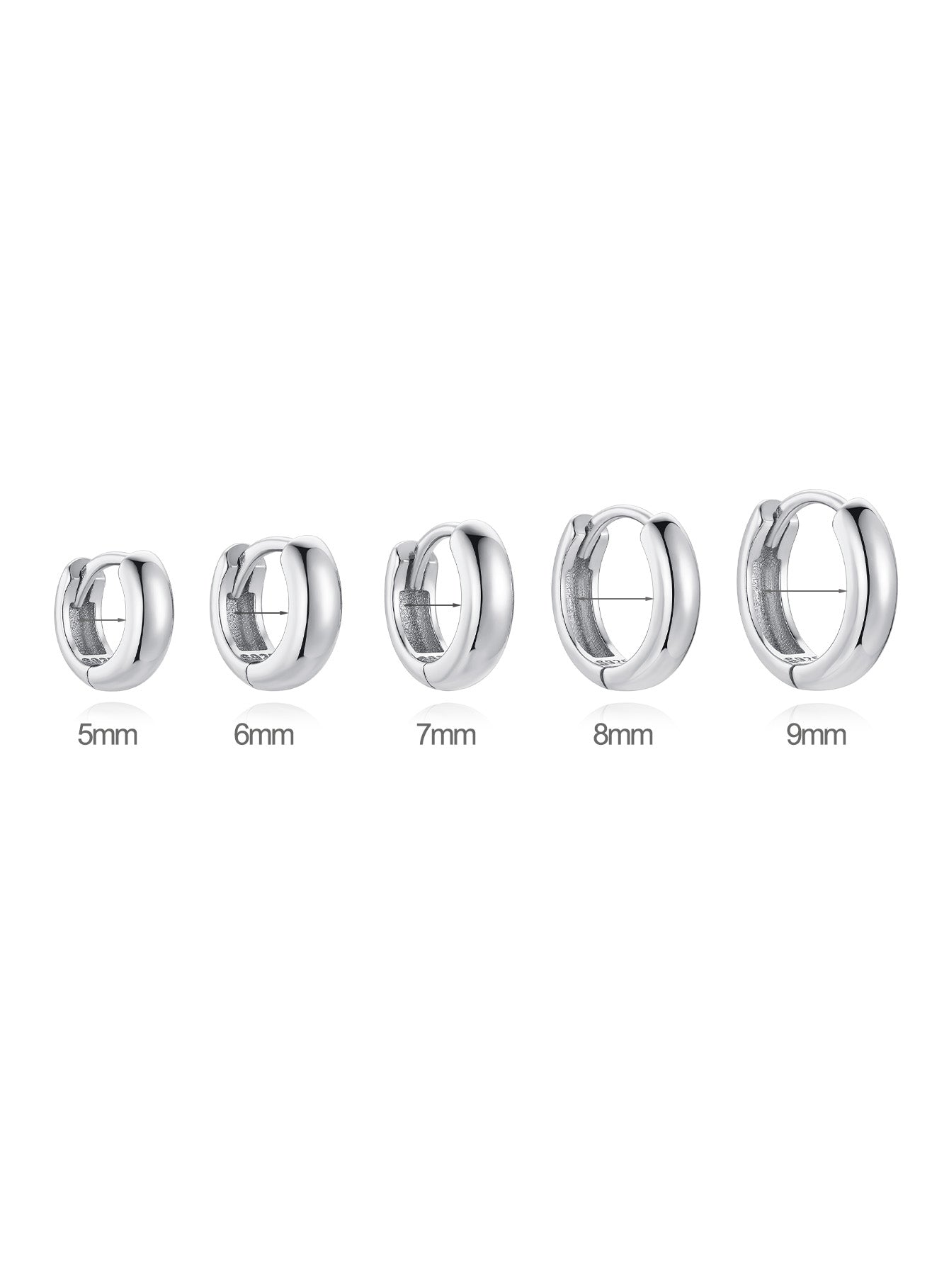 S925 Sterling Silver Multiple Sizes Hoop Earrings