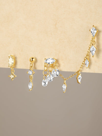 S925 Gorgeous Ice Crystal Pendant Earring Series