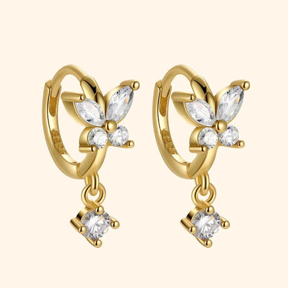 S925 Crystal Butterfly Huggie Earrings