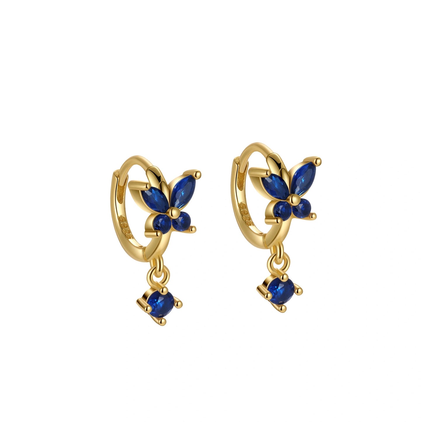 S925 Crystal Butterfly Huggie Earrings