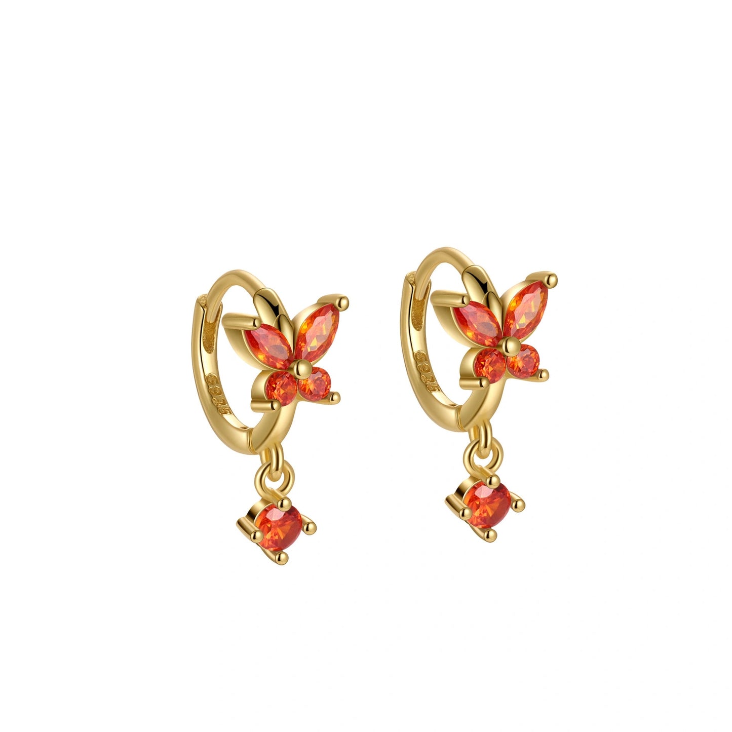 S925 Crystal Butterfly Huggie Earrings