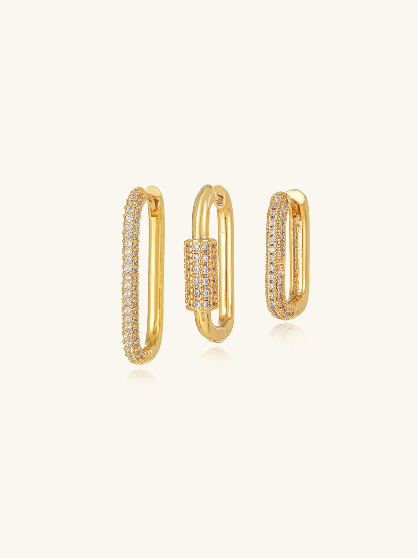 S925 Gorgeous Inlaid Zircon Geometric Earring Set