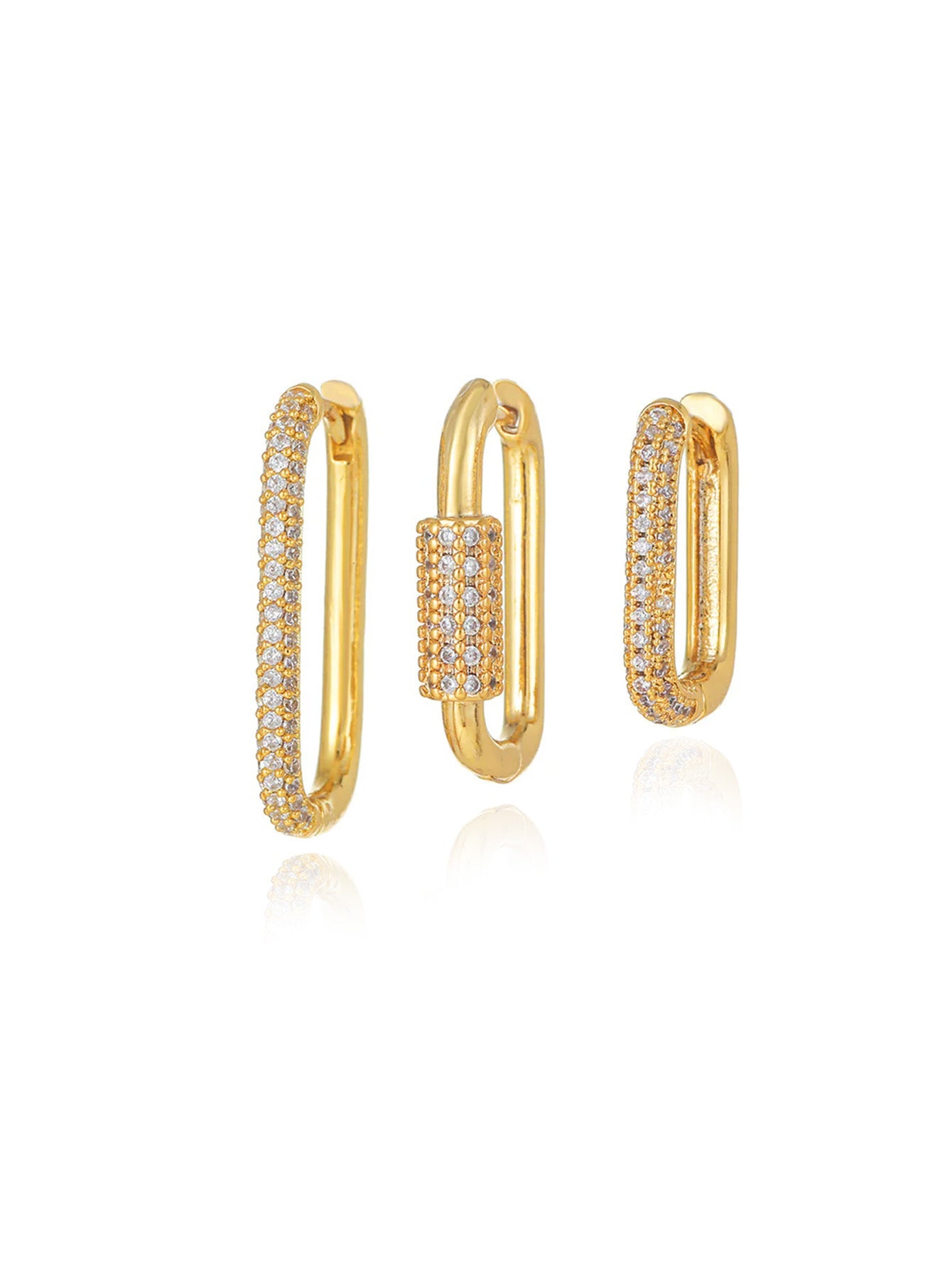 S925 Gorgeous Inlaid Zircon Geometric Earring Set