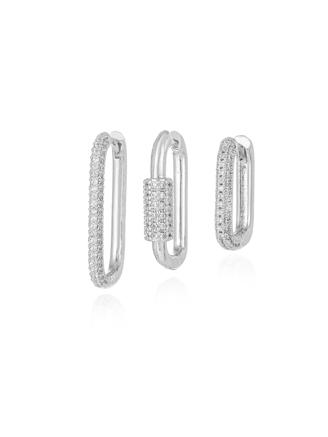 S925 Gorgeous Inlaid Zircon Geometric Earring Set
