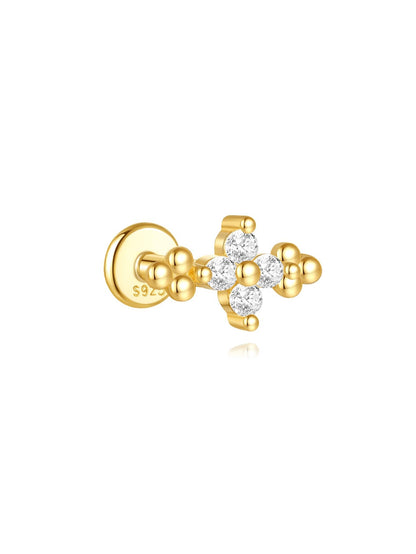 925 Sterling Silver Waterproof Flower Drops Star Moon Studs Earring Series