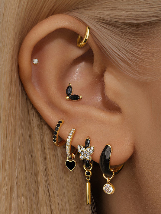 S925 Heart Butterfly Earrings Set