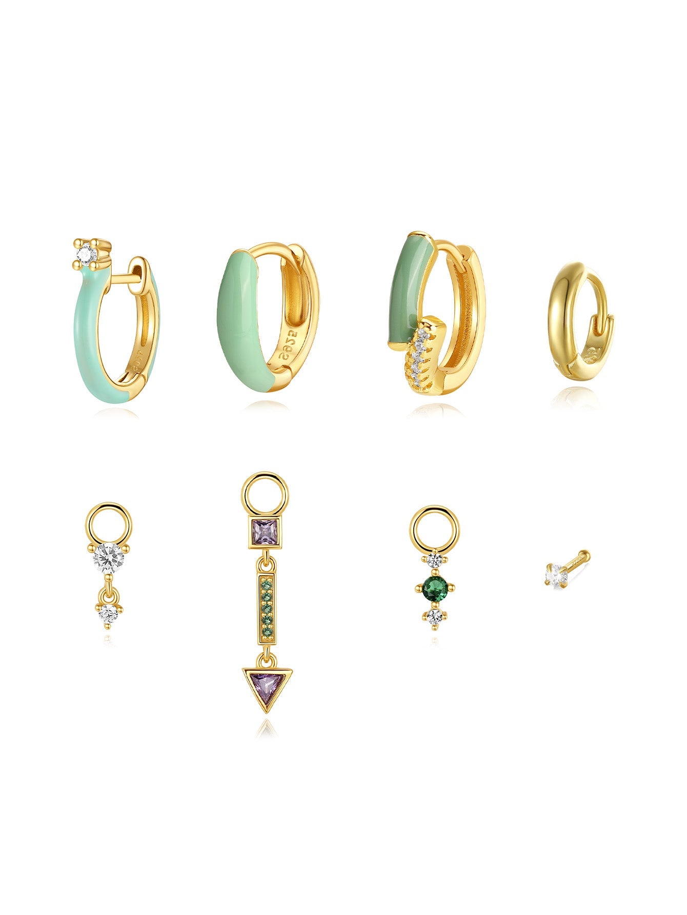 S925 Delicate Green Earring Set