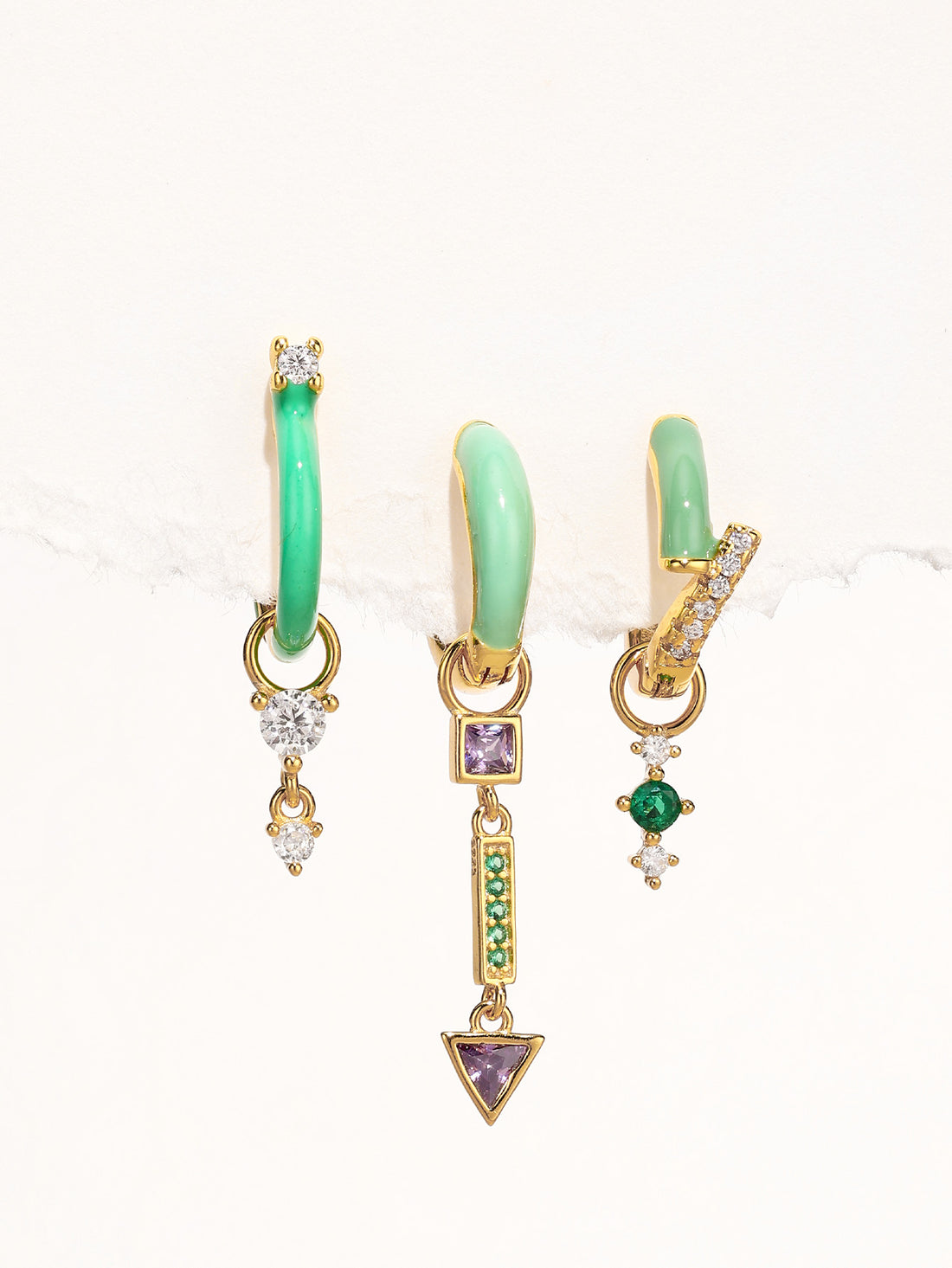 S925 Delicate Green Earring Set
