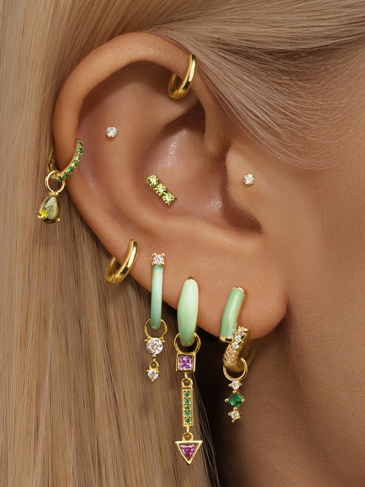 S925 Delicate Green Earring Set