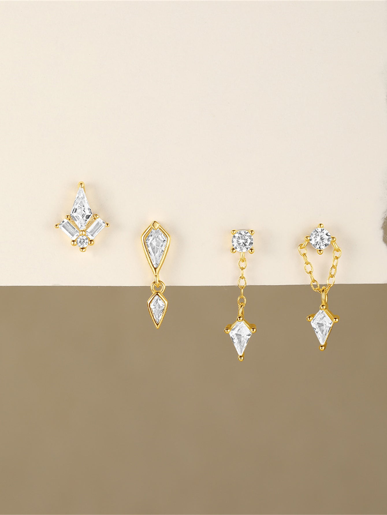 S925 Flatback Zircon Earrings