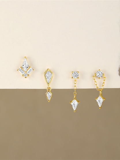 S925 Flatback Zircon Earrings