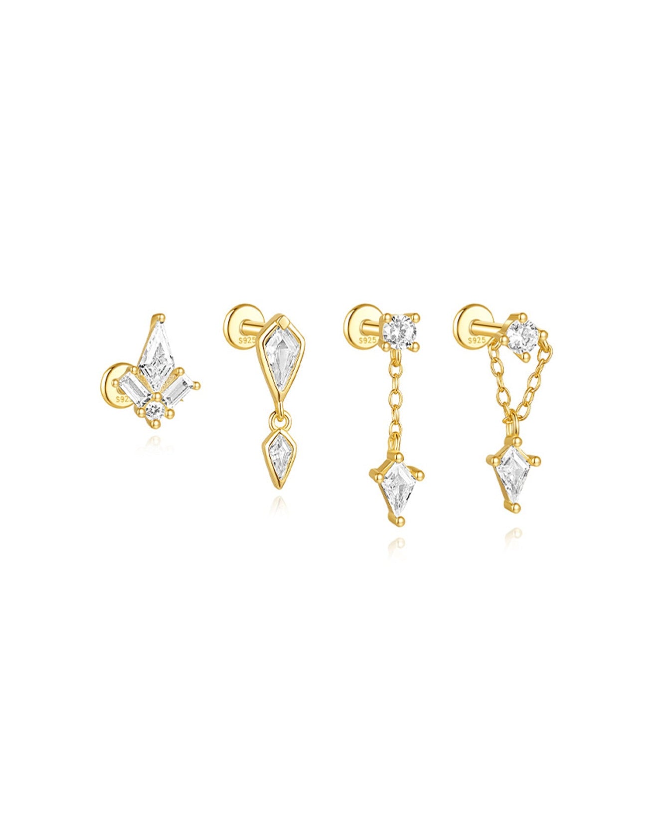 S925 Flatback Zircon Earrings