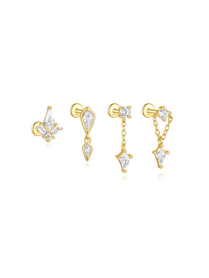 S925 Flatback Zircon Earrings