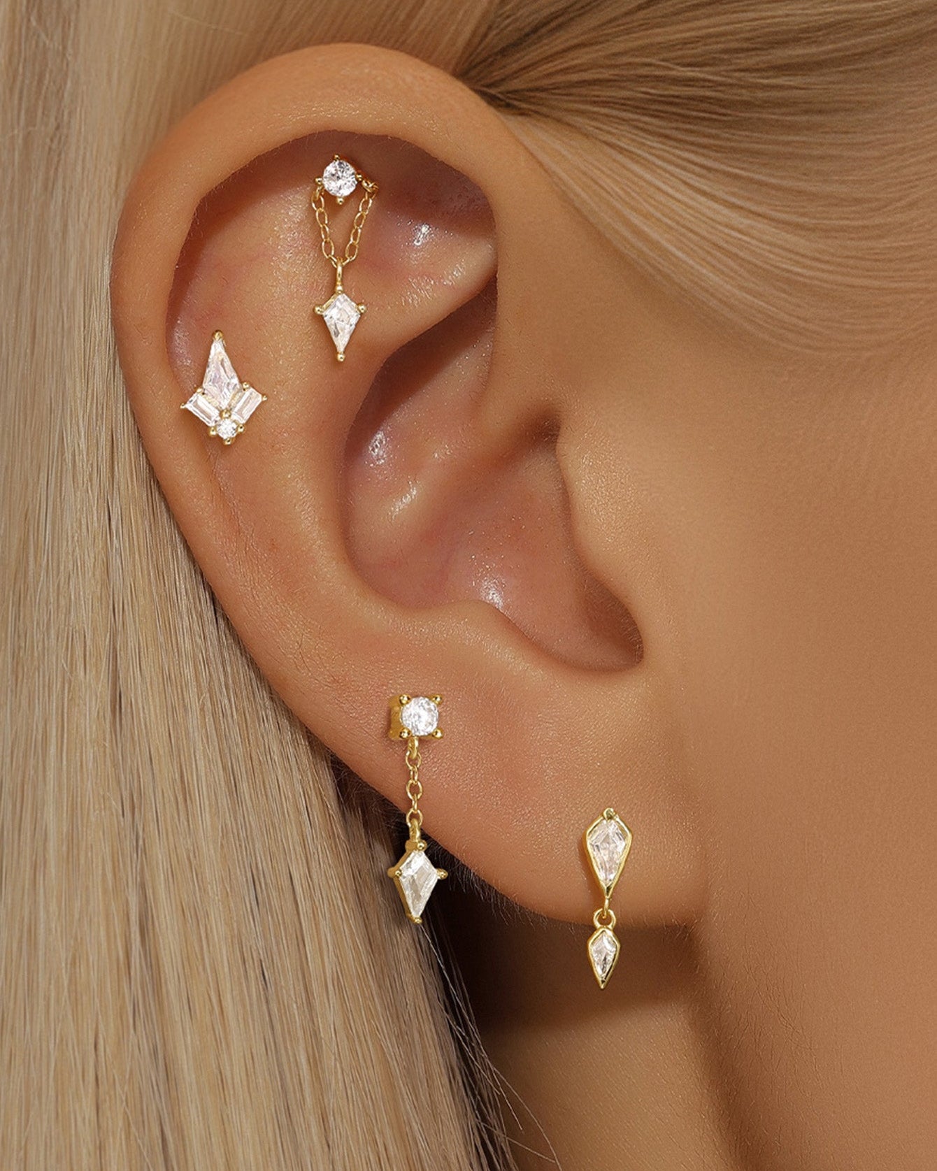 S925 Flatback Zircon Earrings