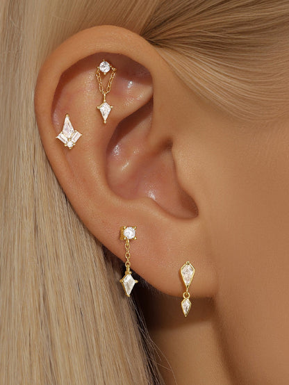 S925 Flatback Zircon Earrings