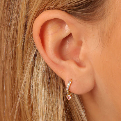 S925 Romantic Heart-Shaped Zircon Pendant Earrings