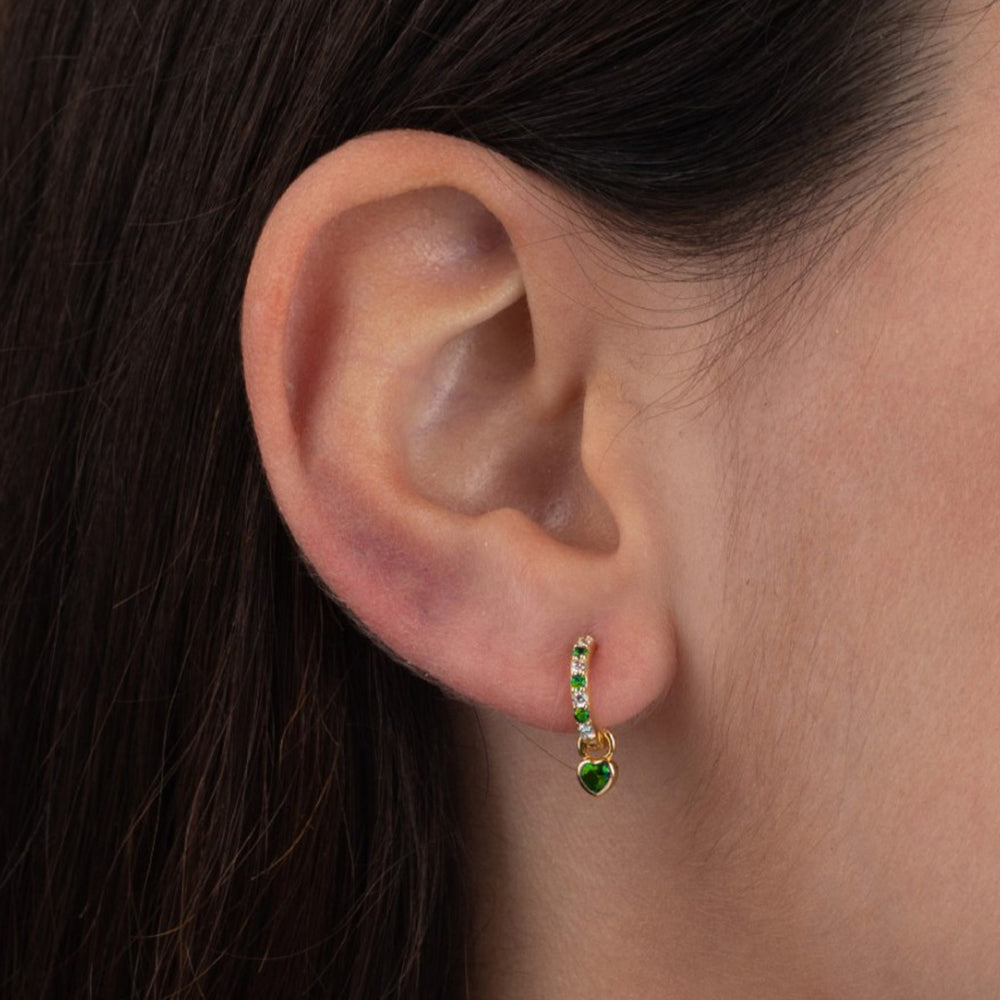 S925 Romantic Heart-Shaped Zircon Pendant Earrings