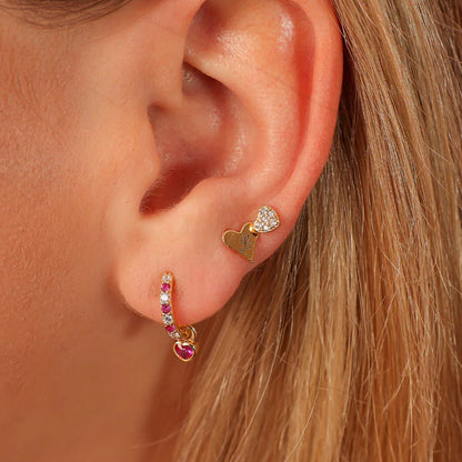S925 Romantic Heart-Shaped Zircon Pendant Earrings