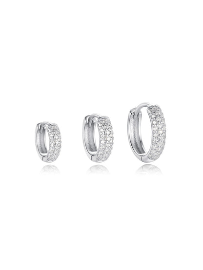 S925 Luxury Wide Zircon Hoop Earrings