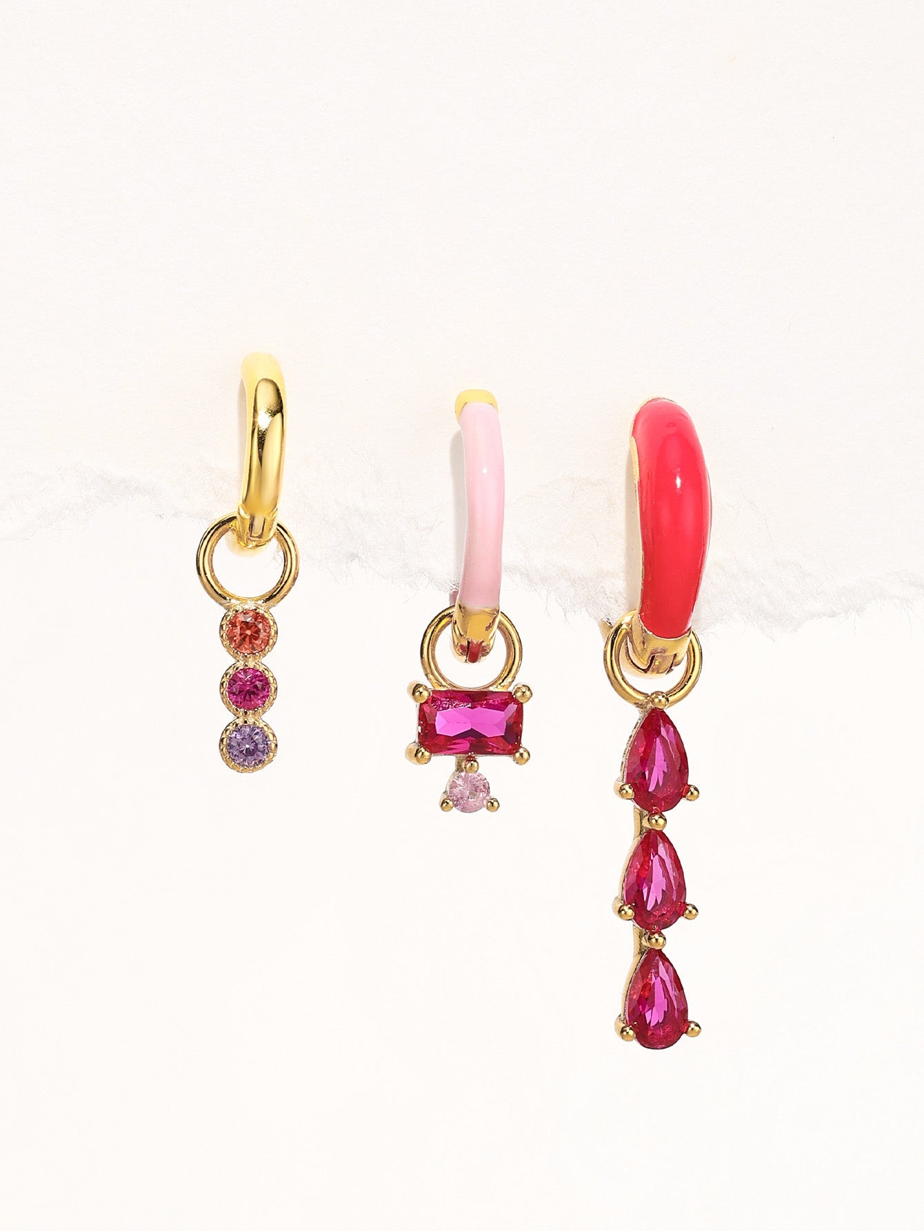 925 Sterling Silver Pink Oil Drop Earring Set
