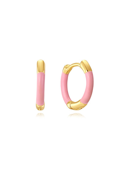 925 Sterling Silver Pink Oil Drop Earring Set