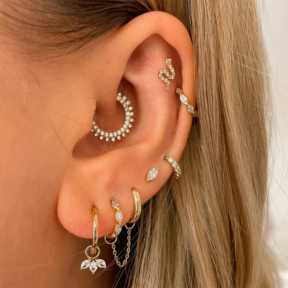 S925 Sterling Silver Petal Zirconia Earrings