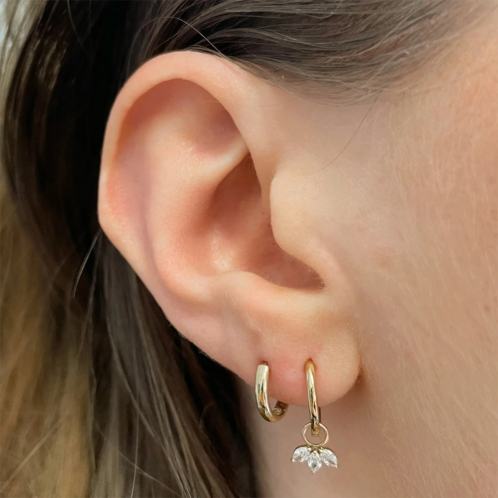 S925 Sterling Silver Petal Zirconia Earrings