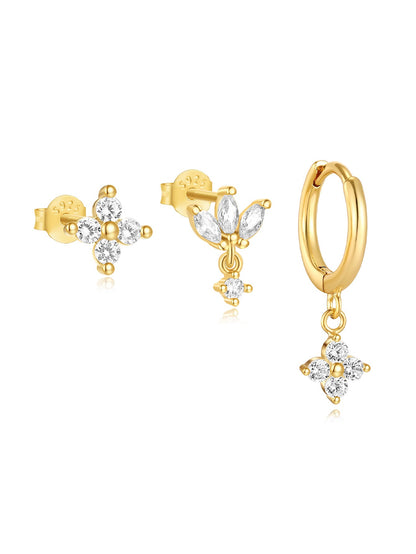 S925 Gorgeous Floral Zircon Earrings Series