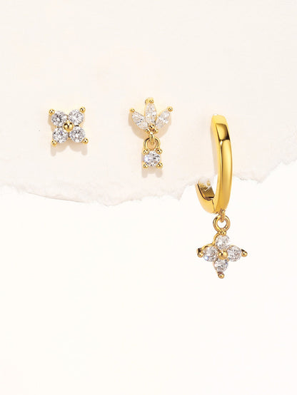 S925 Gorgeous Floral Zircon Earrings Series