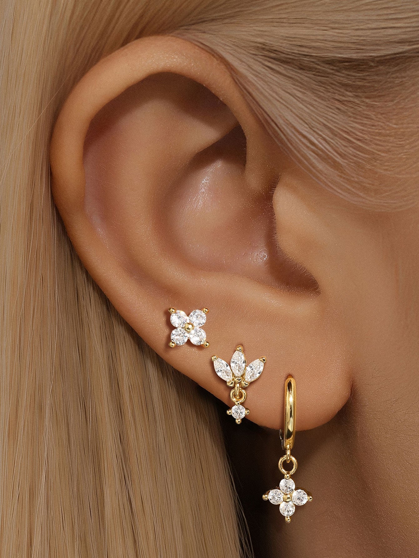 S925 Gorgeous Floral Zircon Earrings Series