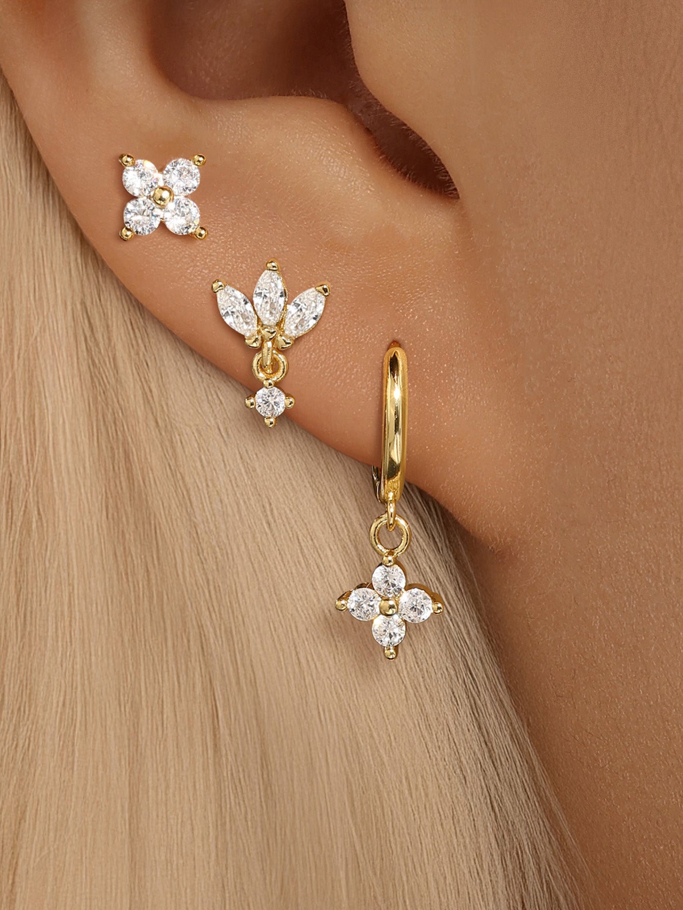 S925 Gorgeous Floral Zircon Earrings Series