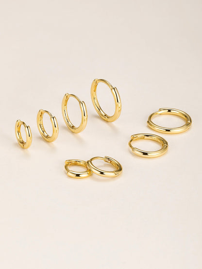 925 Sterling Silver Multi Size Hoop Huggie Earrings