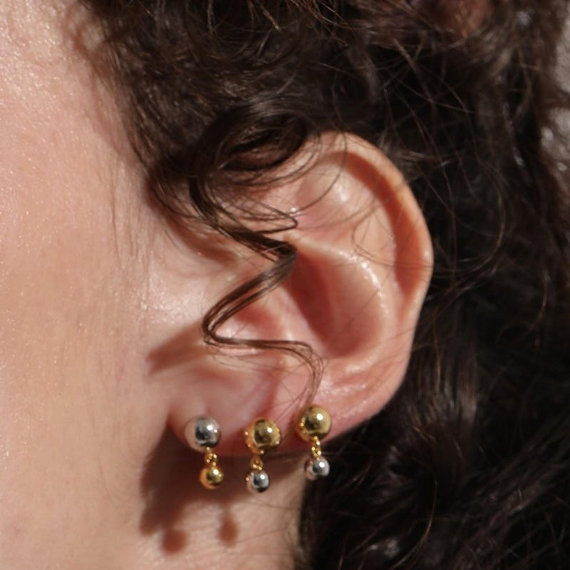 Fashionable Gold And Silver Earrings