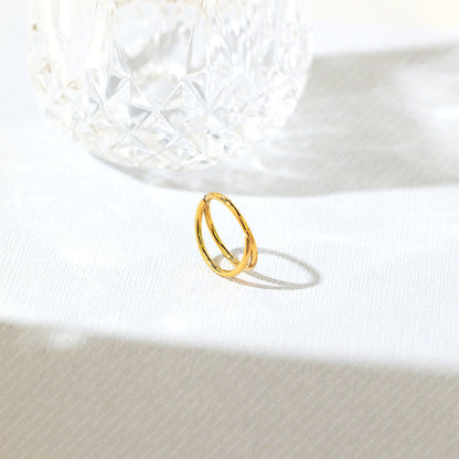 G23 Titanium Waterproof Refined Layers Double Hoop Clicker Earrings
