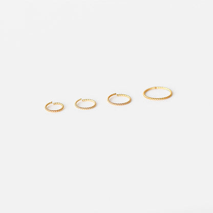 G23 Titanium Thin Twisted Hoops Rings for Ear or Nose Piercings