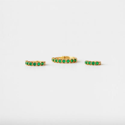 S925 Simple Emerald CZ Hoop Earring