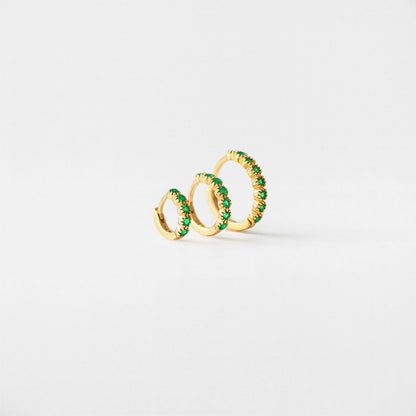 S925 Simple Emerald CZ Hoop Earring