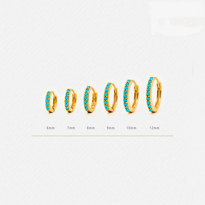 925 Sterling Silver Turquoise Hoop Huggies Earring