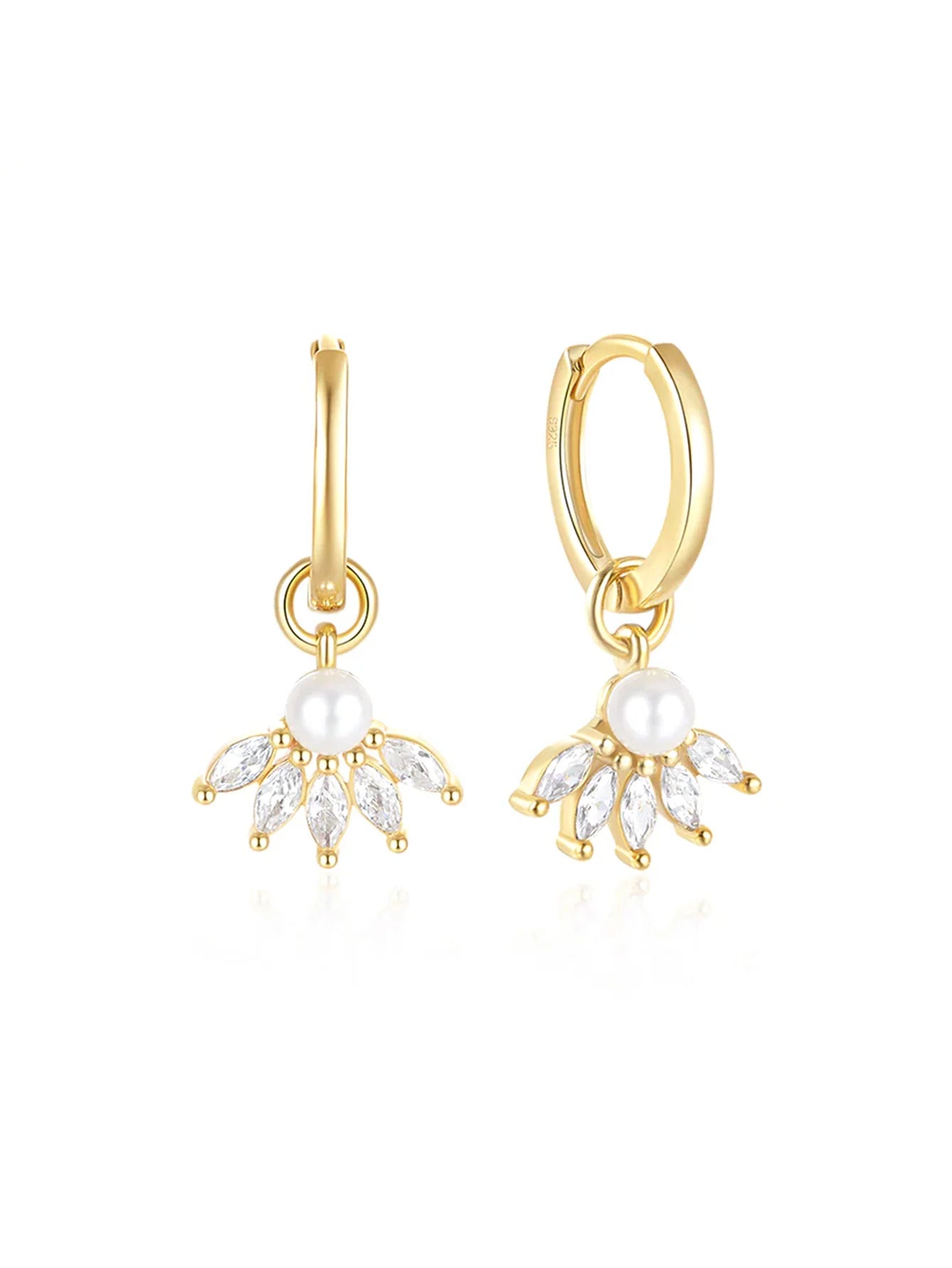 925 Sterling Silver Chain Flower Zircon Waterproof Earrings