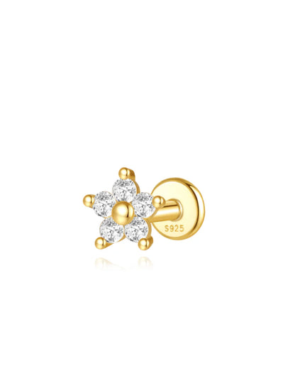 925 Sterling Silver Chain Flower Zircon Waterproof Earrings