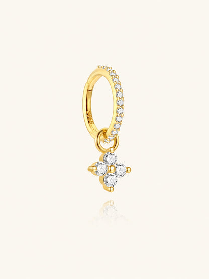 925 Sterling Silver Floral Charm Hoop Earring