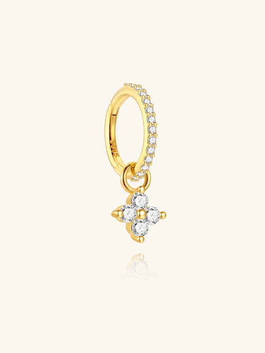 925 Sterling Silver Floral Charm Hoop Earring