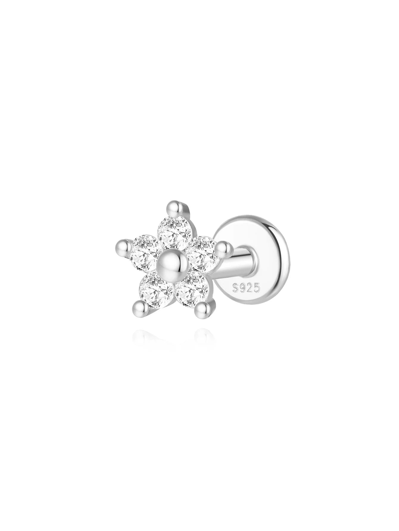 925 Sterling Silver Chain Flower Zircon Waterproof Earrings