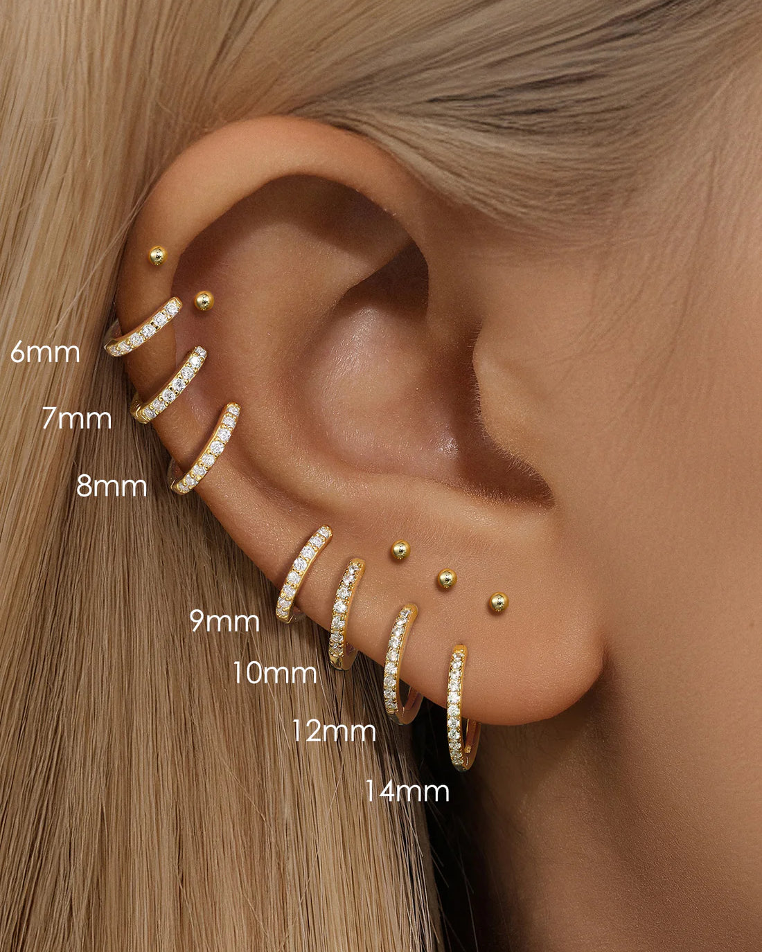 925 Classic Waterproof Pave Hoop Huggies Earrings